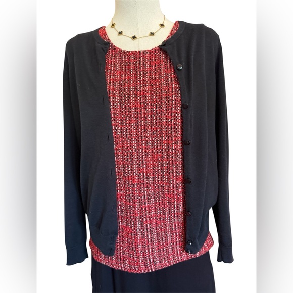 Banana Republic Red/Black/White Tweed Cotton Blend Sleeveless Top Size M - Picture 11 of 13